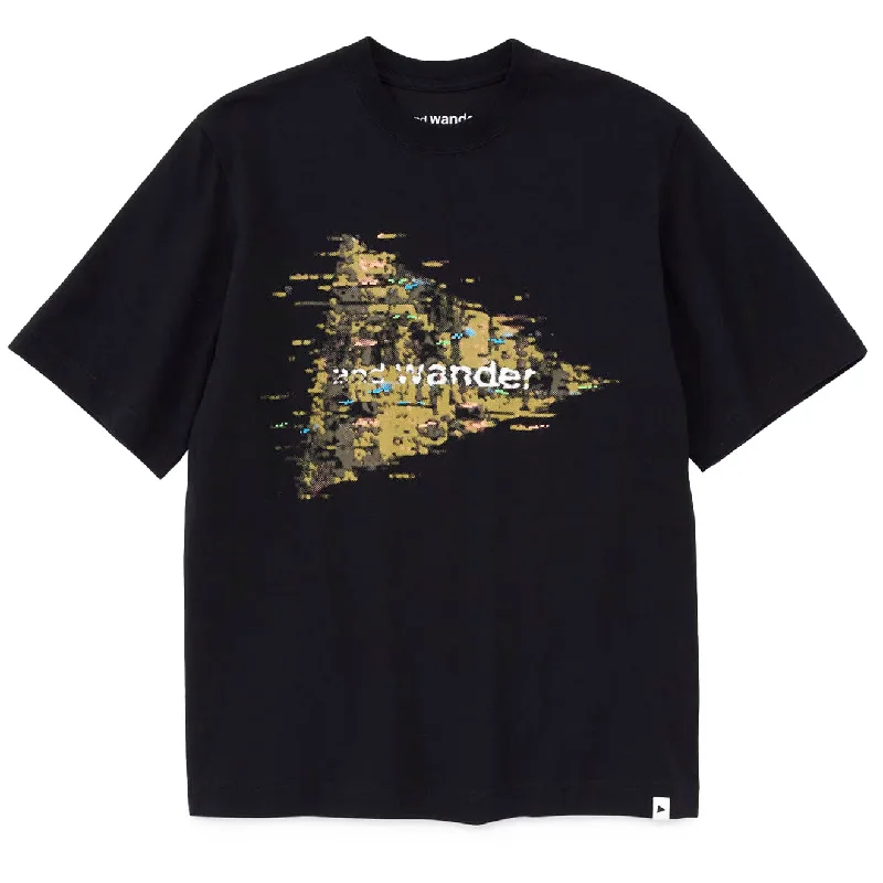 Men's Shirts with Scoop NecksAnd Wander Noizy Logo Printed T-Shirt Black