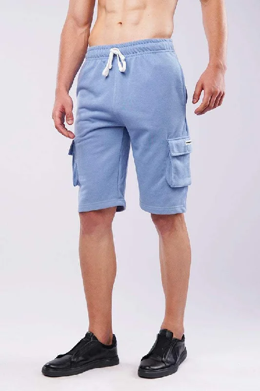 Men's Tapered Pants for a Slimming EffectTerry Cargo Shorts - Light Blue