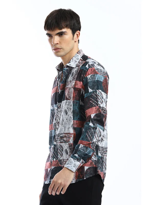 Men's Timeless Dress Shirts for Enduring StyleAbstract Print Full-Sleeves Shirt