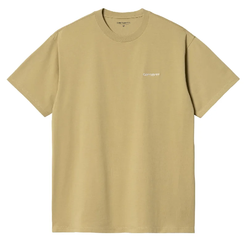 Men's Flowy Shirts for a Relaxed LookCarhartt WIP Script Embroidery T-Shirt Agate / White