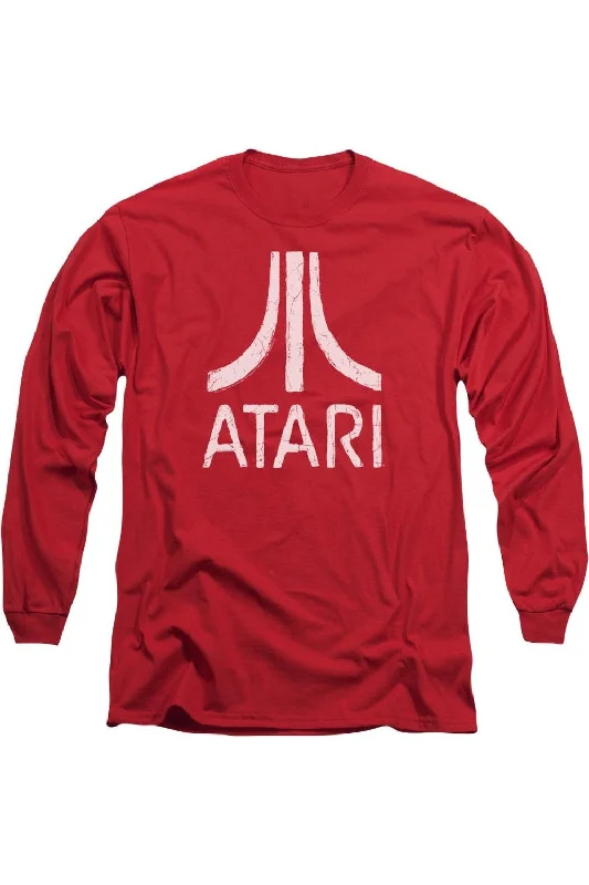 Men's Shirts with Short PlacketsAtari Rough Logo Long Sleeve Adult Tee / T-Shirt