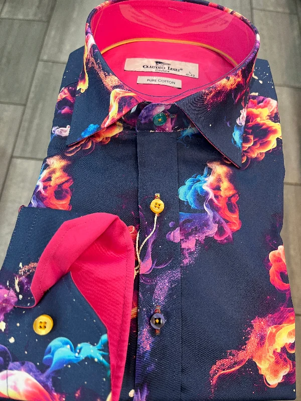 Men's Henley T-Shirts for a Casual TwistCLAUDIO LUGLI COLOURED SMOKE LONG SLEEVE MENS SHIRT - NAVY - CP6932 Men's Henley T-Shirts for a Casual TwistCLAUDIO LUGLI COLOURED SMOKE LONG SLEEVE MENS SHIRT - NAVY - CP6932