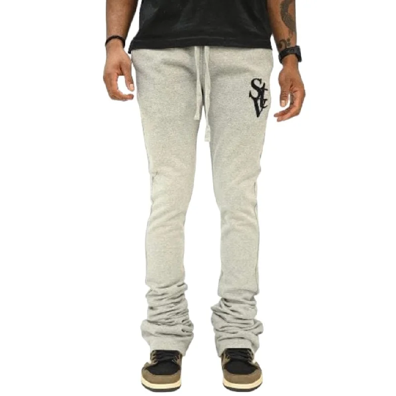 Men's Pants with Logo EmbossmentsSi Tu Veux Logo Super Stacked Jogger (Heather Gray) TV0092