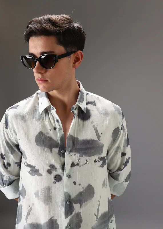 Men's Sleeveless Shirts for Summer ComfortLight Grey Crushed Printed Shirt