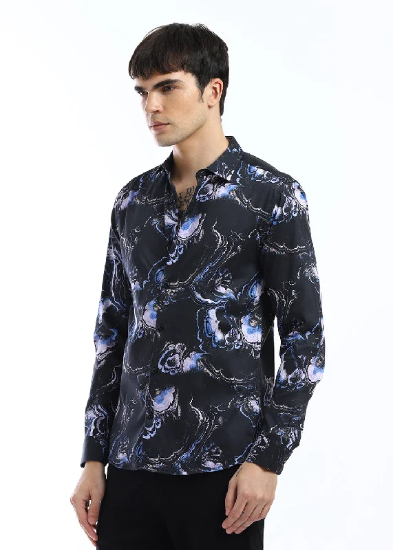 Men's Wrinkle-Free Shirts for Easy CareGalaxy Marble Printed Full Sleeve Shirt