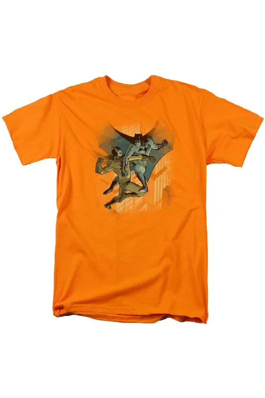 Men's Shirts with Raw-Edge HemlinesBatman Vs Catman Short Sleeve Adult Tee / T-Shirt Men's Shirts with Raw-Edge HemlinesBatman Vs Catman Short Sleeve Adult Tee / T-Shirt