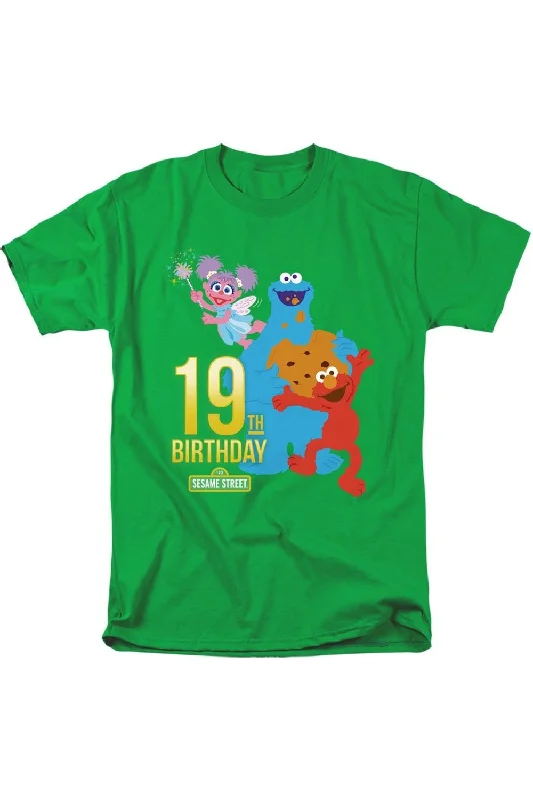 Men's Shirts with Embellished CollarsSesame Street 19th Birthday Short Sleeve Adult Tee / T-Shirt Men's Shirts with Embellished CollarsSesame Street 19th Birthday Short Sleeve Adult Tee / T-Shirt
