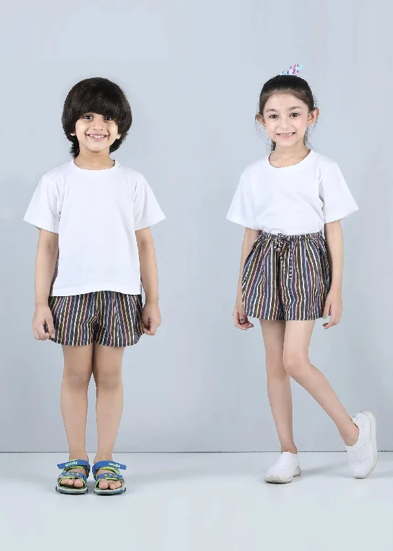 Men's Drawstring Pants for AdjustabilitySnooze Stripes Brown Cotton Shorts Unisex (1-14 Years)