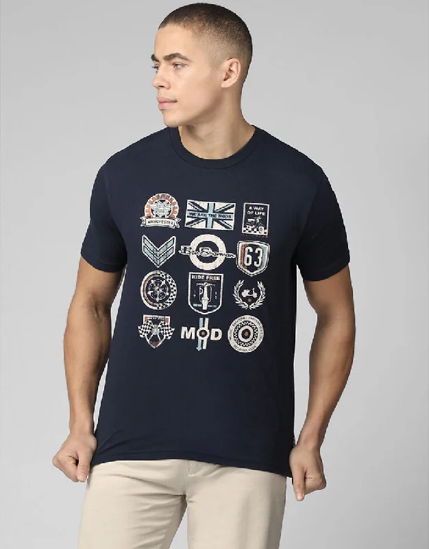 Men's Shirts with Contrast StitchingBen Sherman Scooter Clubs Dark Navy T-Shirt