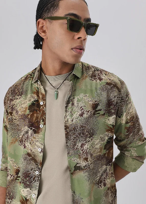 Men's Thermal Shirts for Winter WarmthCoral Oasis Fern Feather shirt