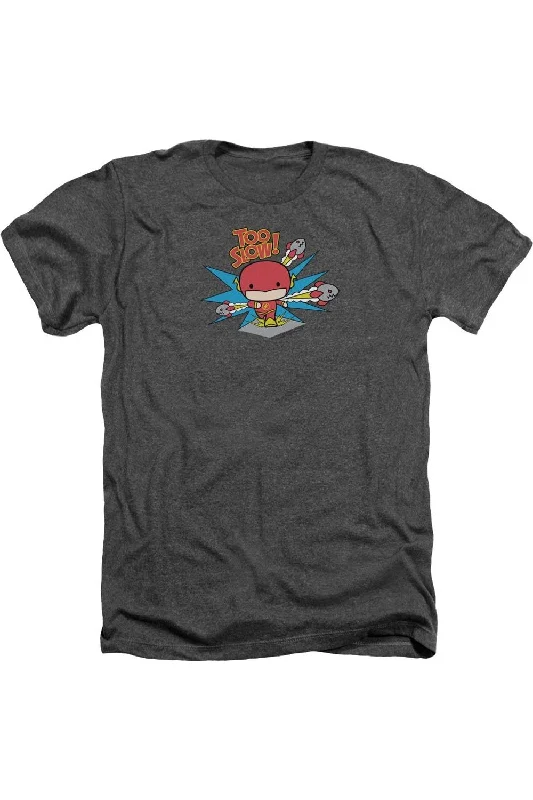 Men's Shirts with Hidden ButtonsDC Comics Flash Too Slow Adult Heather Tee / T-Shirt Men's Shirts with Hidden ButtonsDC Comics Flash Too Slow Adult Heather Tee / T-Shirt