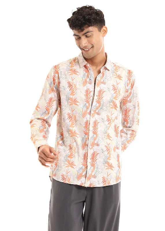 Men's Travel Shirts for Easy PackingFeather Floral Printed Shirt