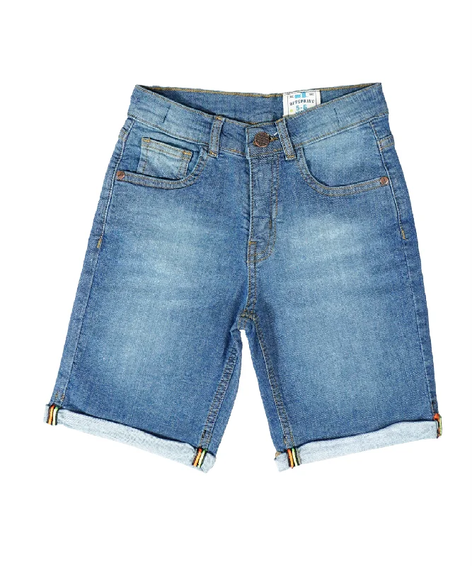 Men's Pants with Contrast Fabric PanelsBoys 2Q Denim Bermuda Turn Up Shorts