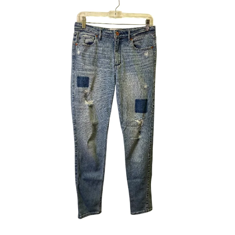 Leather Patch Embellished Men's JeansJeans Skinny By Abercrombie And Fitch In Blue Denim, Size:6 Leather Patch Embellished Men's JeansJeans Skinny By Abercrombie And Fitch In Blue Denim, Size:6