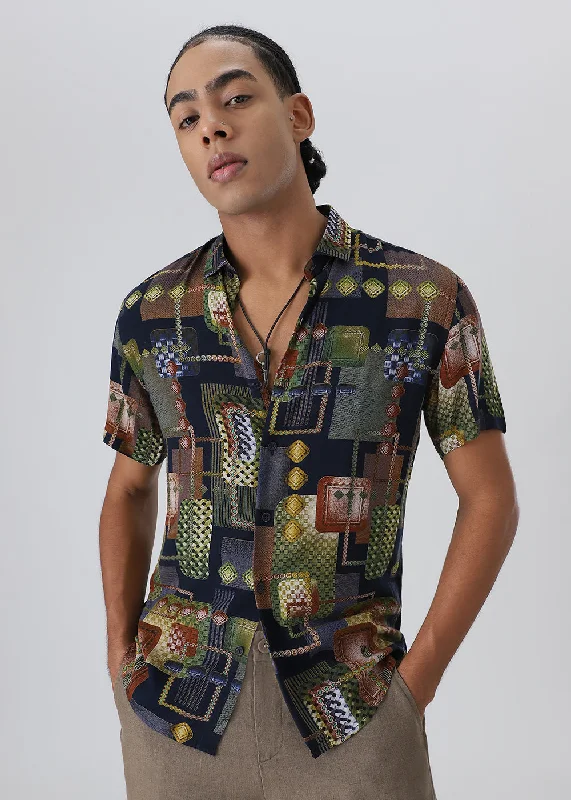 Layered Men's Henley ShirtsGeo Precision Feather shirt