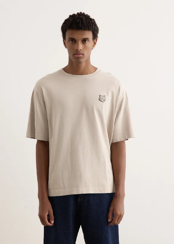 Men's Shirts with Single-Breasted DesignsBold Fox Head Patch Oversized T-Shirt