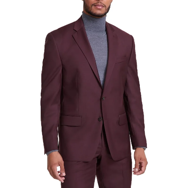 Mens Solid Wool Two-Button Blazer