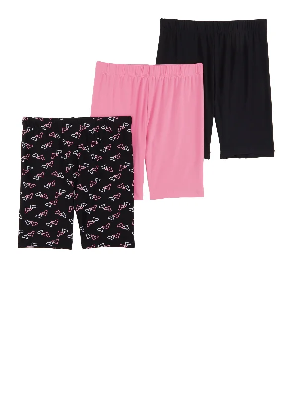 Men's Patterned Pants with Geometric DesignsGirls Heart Graphic Biker Shorts 3 Pack