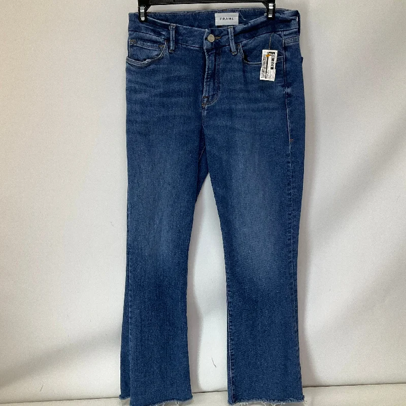 Stylish Men's JeansJeans Boot Cut By Frame In Blue Denim, Size: 0