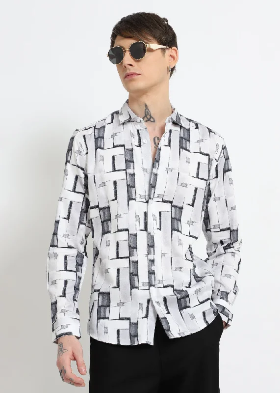 Men's Travel Shirts for Easy PackingWhite Abstractox Printed shirt