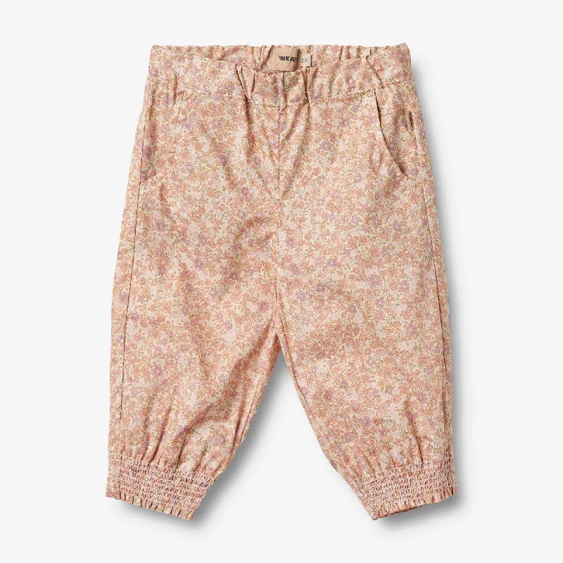 Men's Pants with Contrast Fabric PanelsTrousers Sara - lilac flowers
