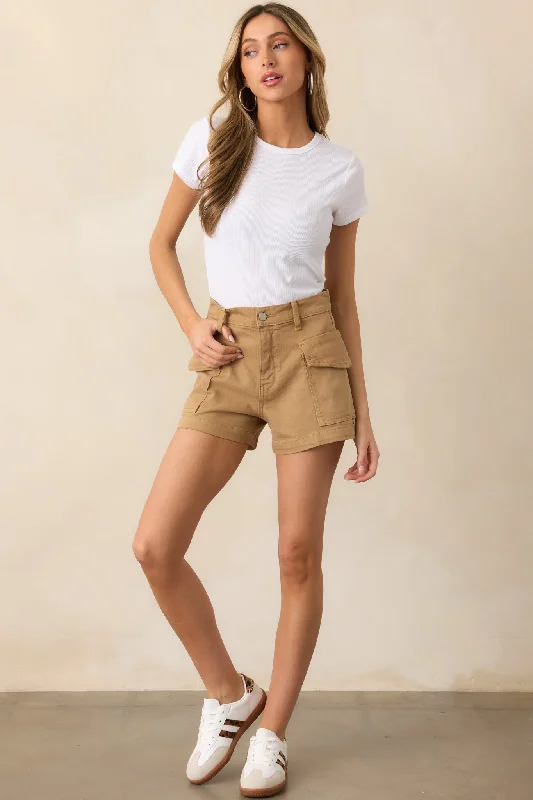 Men's Pants with Flap PocketsGone Rogue Tan Khaki Cargo Shorts