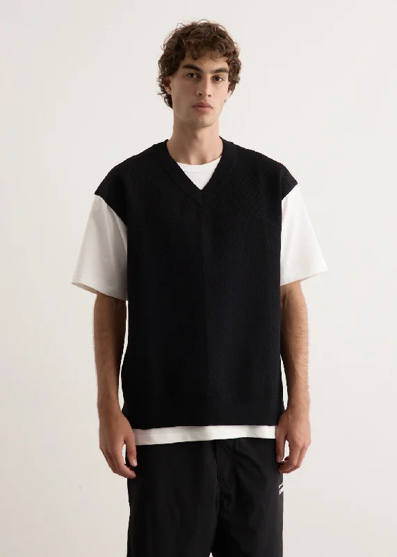 Men's Shirts with Spread CollarsKnit Vest Layer T-Shirt
