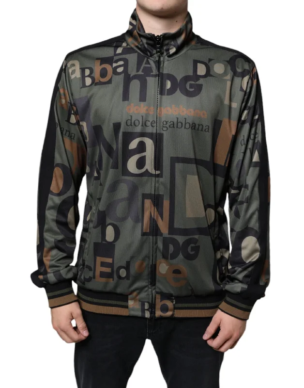 Solid-Colored Men's SweatersDolce & Gabbana  Logo Full Zip Polyester Men's Sweater