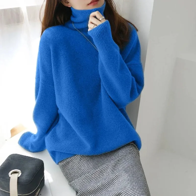 Men's Sweaters with Button-Down PlacketsLoose Turtleneck Sweater