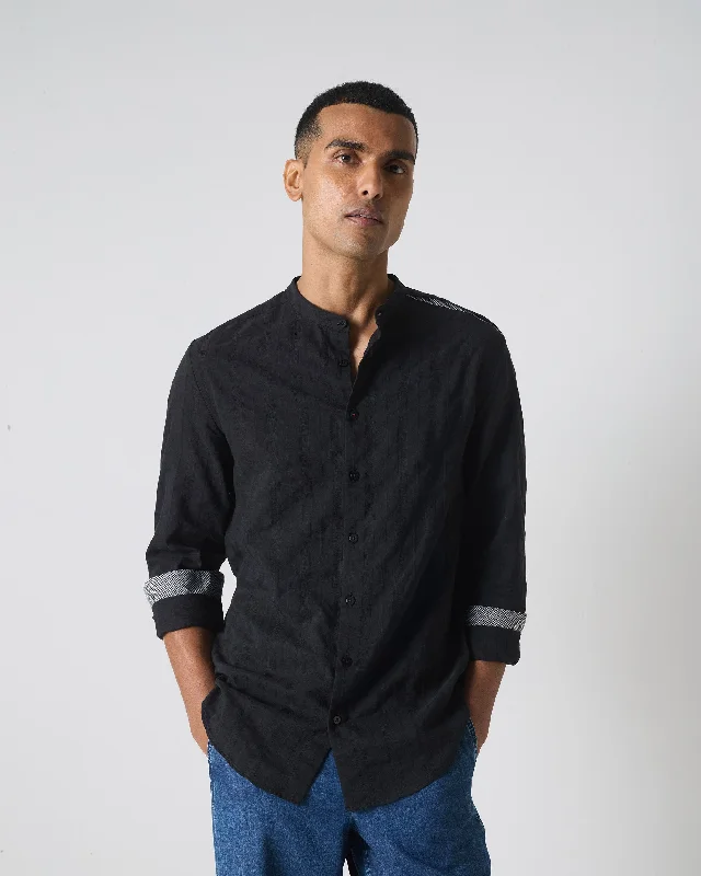 Men's French-Cuff Shirts for a Sophisticated EdgeVarkala Shirt - Black Stripes