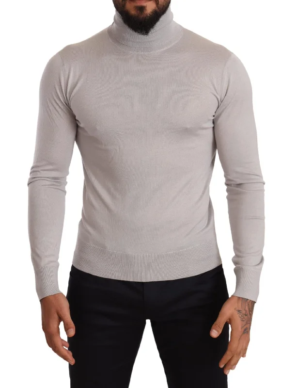 Men's Sweaters with Contrast TrimDolce & Gabbana Elegant Cashmere-Silk Blend Men's Turtleneck Men's Sweaters with Contrast TrimDolce & Gabbana Elegant Cashmere-Silk Blend Men's Turtleneck