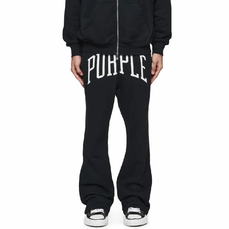 Men's Unique and Designer Bottom Wear for a Statement LookPurple Brand Collegiate Flared Hwt Fleece Pants (Black) P459-HBBC124 Men's Unique and Designer Bottom Wear for a Statement LookPurple Brand Collegiate Flared Hwt Fleece Pants (Black) P459-HBBC124