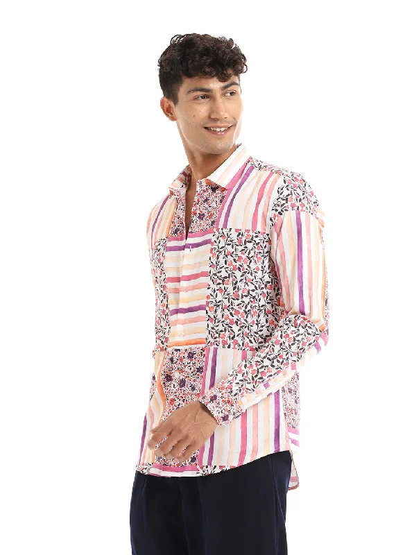 Layered Men's Henley ShirtsFloral Print Shirt