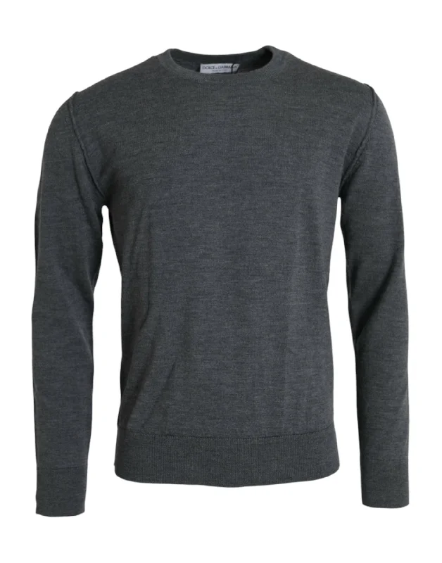Men's Sweaters with Three-Quarter SleevesDolce & Gabbana Wool Crew Neck Pullover Men's Sweater Men's Sweaters with Three-Quarter SleevesDolce & Gabbana Wool Crew Neck Pullover Men's Sweater