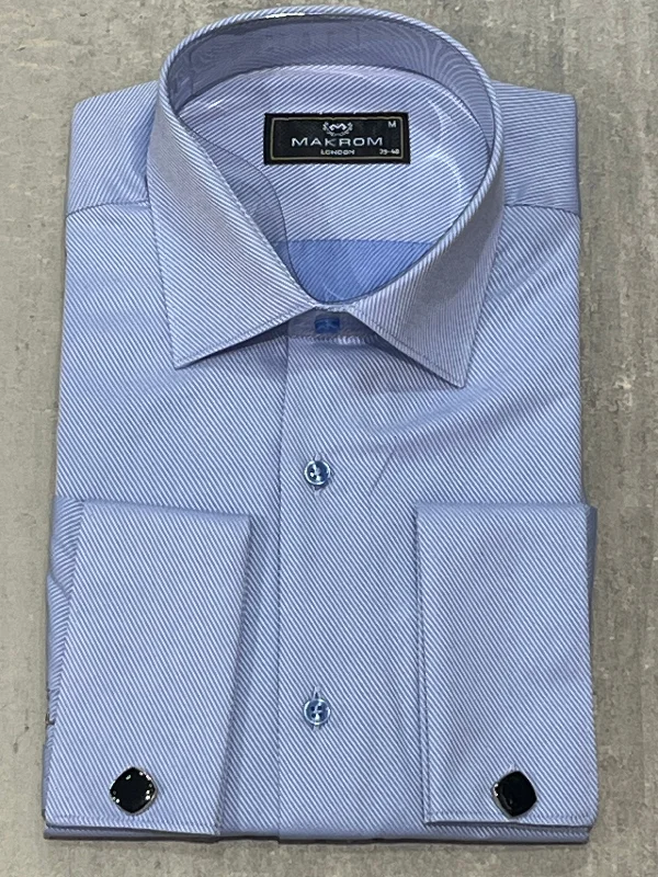 Men's Bamboo Fiber Shirts for Softness and BreathabilityMAKROM TWILL DOUBLE CUFF SHIRT SKY Men's Bamboo Fiber Shirts for Softness and BreathabilityMAKROM TWILL DOUBLE CUFF SHIRT SKY