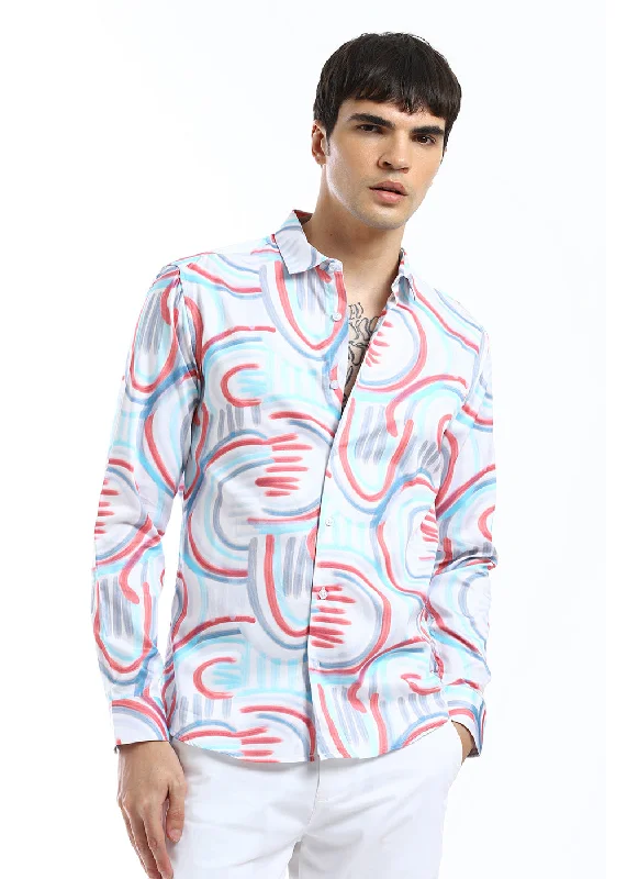 Men's Rugby Shirts for a Sporty LookBrush Stroke Full Sleeve Printed Shirt