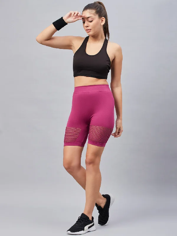 Men's Pants with Shallow PocketsSeamless Women Pink Short with Mesh Structure