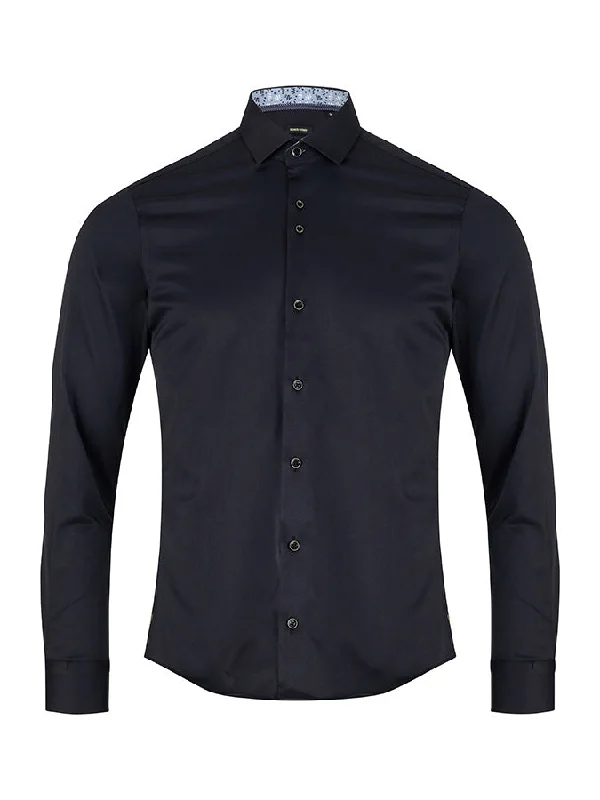 Men's Dressy Button-Down Shirts for Formal OccasionsREMUS UOMO KIRK SLIM FIT SHIRT -BLACK Men's Dressy Button-Down Shirts for Formal OccasionsREMUS UOMO KIRK SLIM FIT SHIRT -BLACK