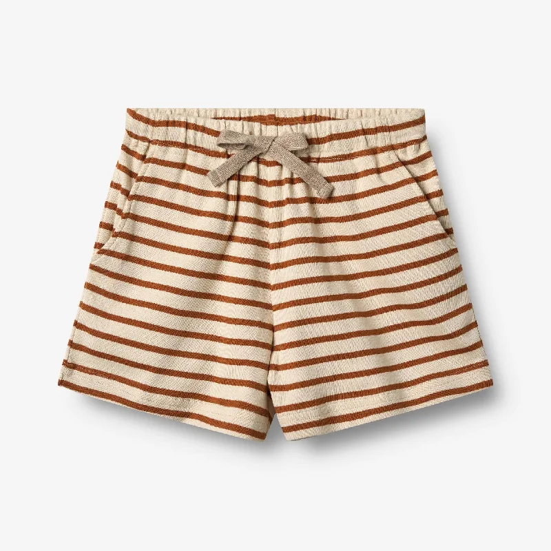 Men's Pants with Hidden ButtonsJersey Shorts Kalle - warm caramel stripe