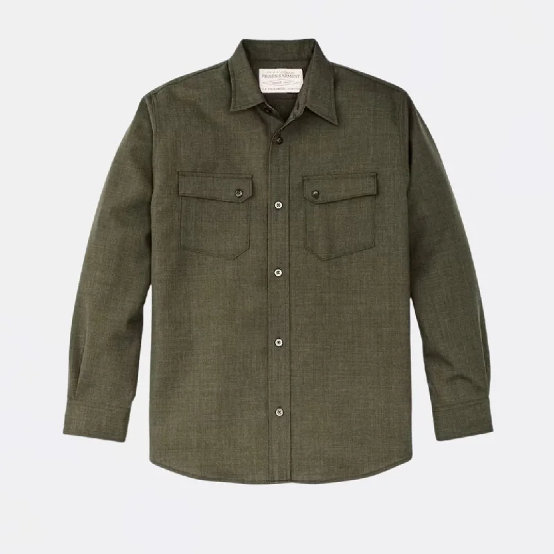 Men's Weekend Shirts for Leisurely OutingsWorsted Wool Guide Shirt (Forest Green Heather)