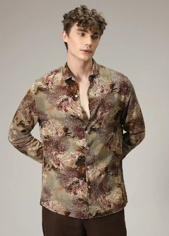Men's Bold-Color Shirts for a Statement PieceCoral Tan Feather shirt