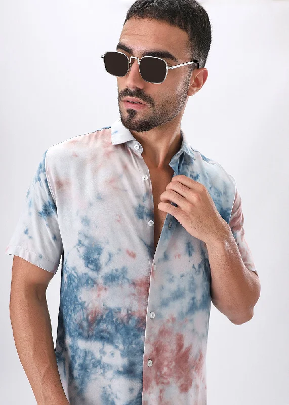 Men's Slim-Fit Shirts for a Flattering ShapeCoral Red Tie Dye Half Sleeve Shirt