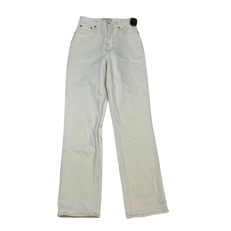 Trendy Men's JeansJeans Straight By Abercrombie And Fitch In Cream Denim, Size: 2