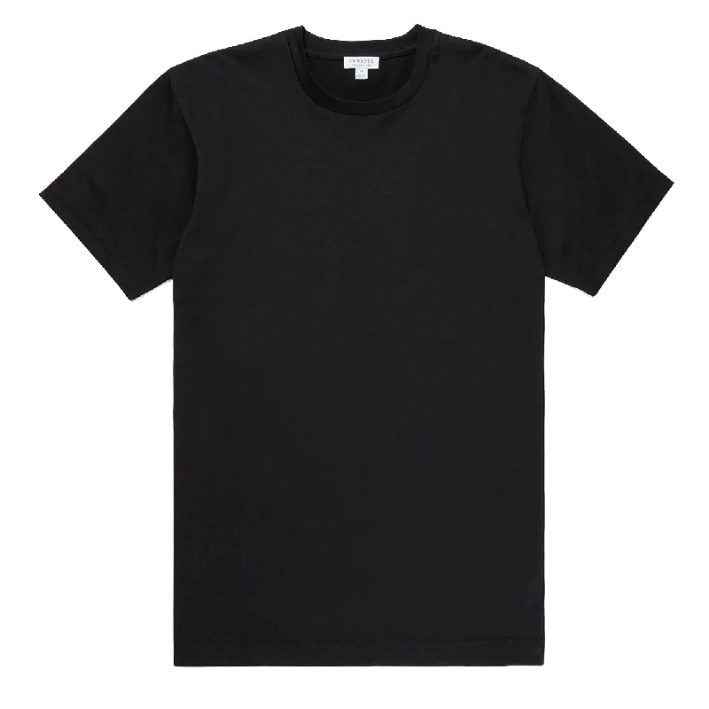 Warm Men's Fleece-Lined TopsSunspel Riviera Midweight T-Shirt Black