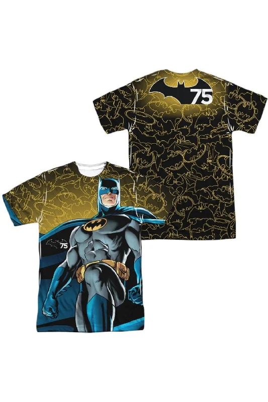 Warm Men's Fleece-Lined TopsBatman 75 Glow (Front/Back Print) Short Sleeve Adult Poly Crew Tee / T-Shirt Warm Men's Fleece-Lined TopsBatman 75 Glow (Front/Back Print) Short Sleeve Adult Poly Crew Tee / T-Shirt