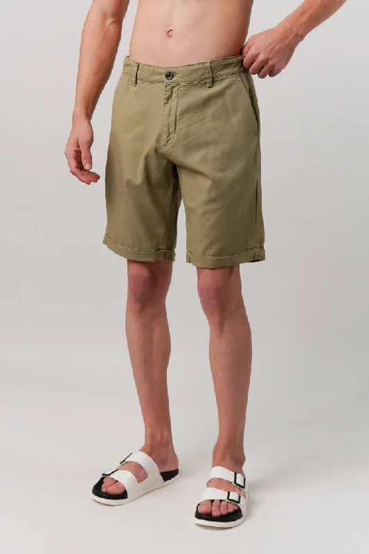 Men's Corduroy Pants for FallLinen Blend Shorts - Olive Green