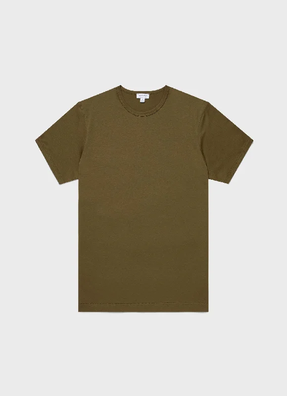 Men's Shirts with Embellished CollarsMen's Classic T-shirt in Olive Green