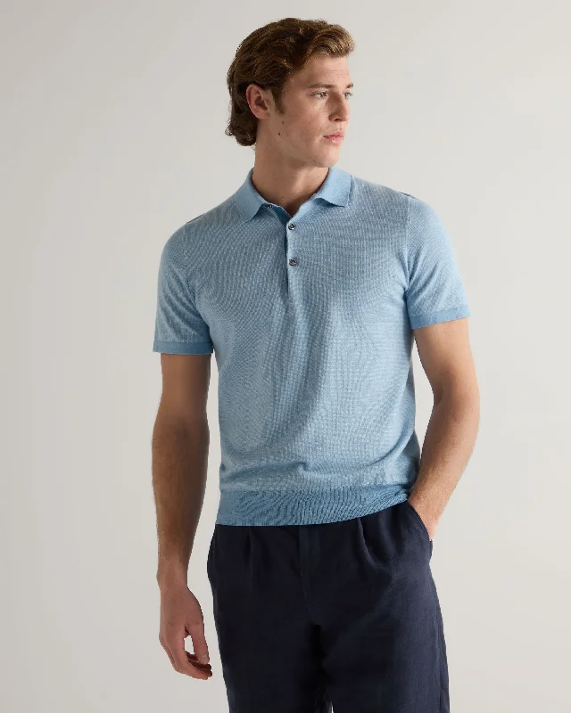 Durable Men's Work ShirtsMen's Polzeath Cotton Cashmere Birdseye T-Shirt Cornflower Blue Durable Men's Work ShirtsMen's Polzeath Cotton Cashmere Birdseye T-Shirt Cornflower Blue