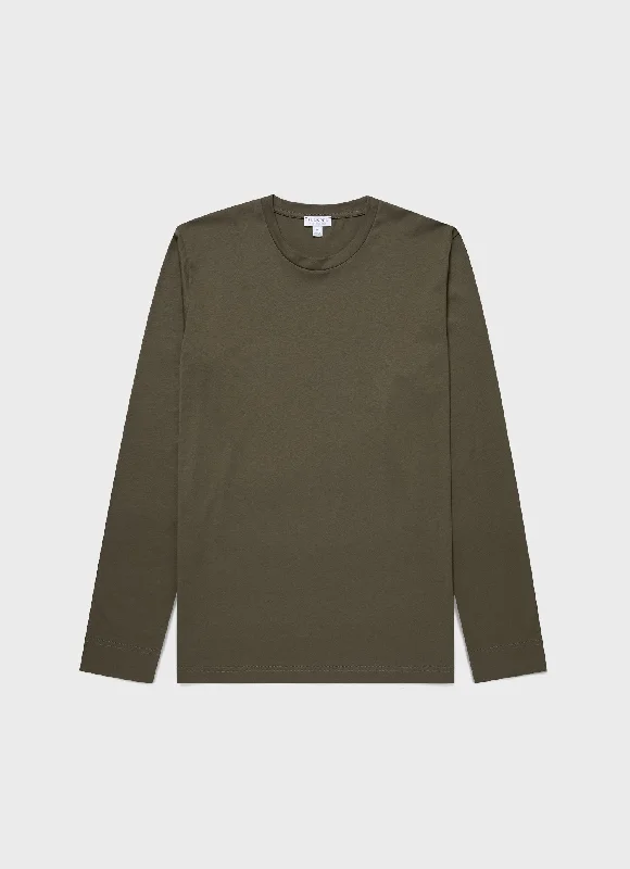 Men's Shirts with Double-Breasted DesignsMen's Long Sleeve Riviera Midweight T-shirt in Khaki