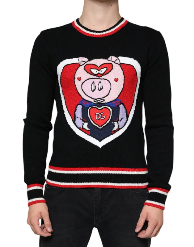 Men's Sweaters with Skinny FitsDolce & Gabbana Cashmere Pig of the Year Pullover Men's Sweater